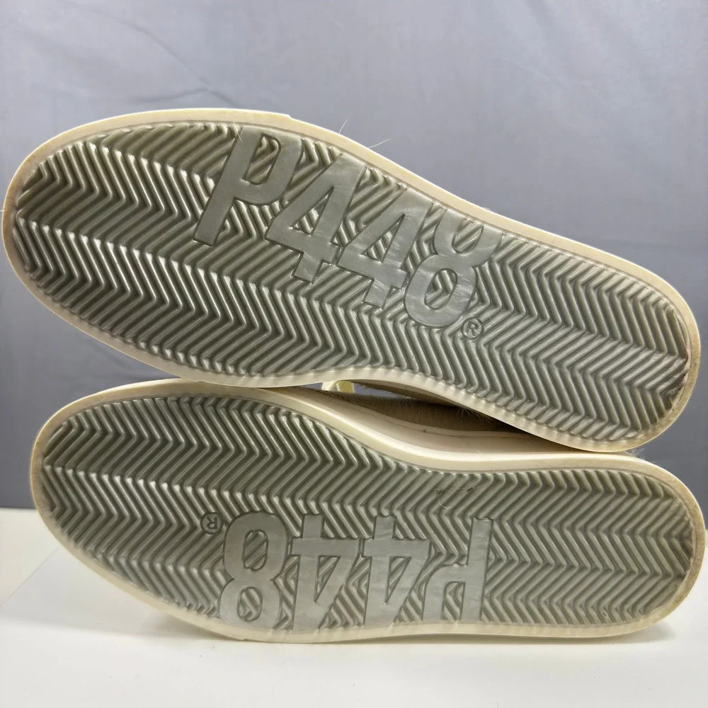 P448 Bali Oak Womens Size 38 Beige Calf Hair Low Top Luxury Sneakers